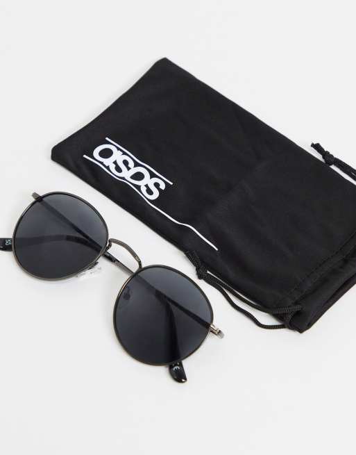 ASOS DESIGN — Metalgrå runde solbriller med røgede glas, 4 af 4