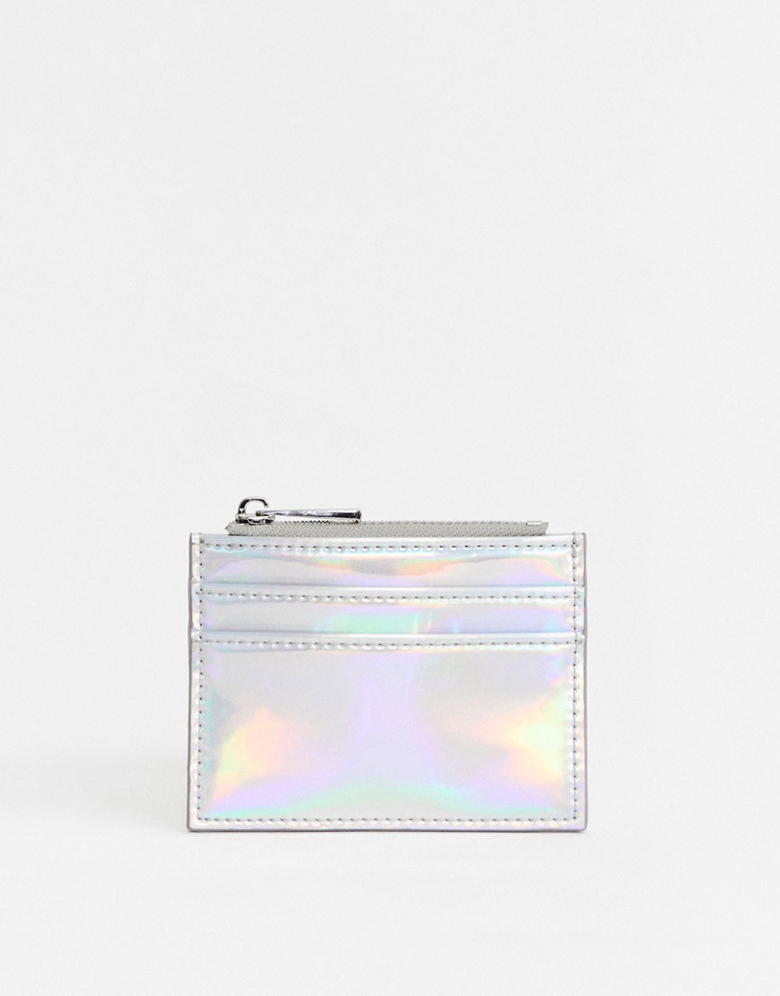 ASOS DESIGN – Metallfärgad plånbok och korthållare-Silver