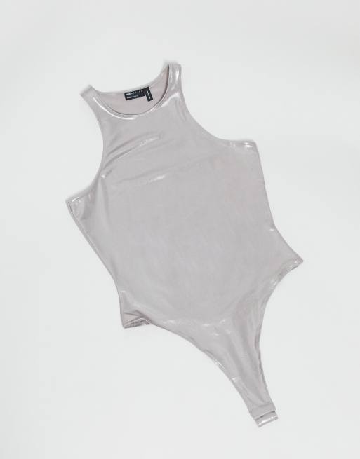 ASOS DESIGN - Metallic body in racermodel in zilver