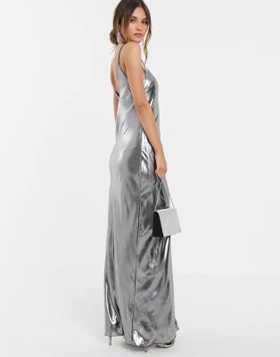 asos silver maxi dress