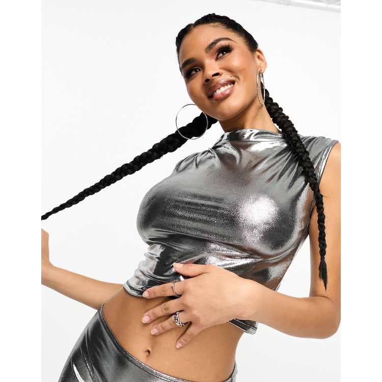 Asos metallic sale top