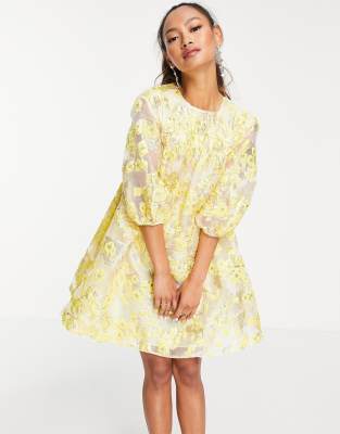 Yellow Jacquard Dress