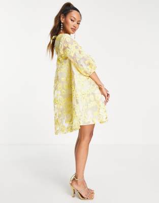 Yellow Jacquard Dress