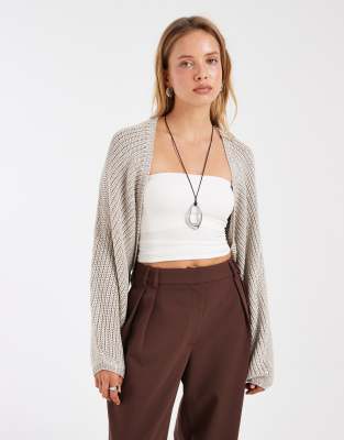Asos Design Metallic Knit Shrug In Gold