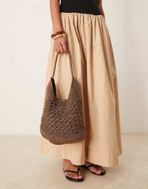 ASOS DESIGN metallic macrame tote bag - view 1