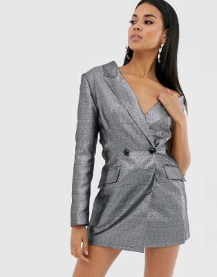 one shoulder blazer dress