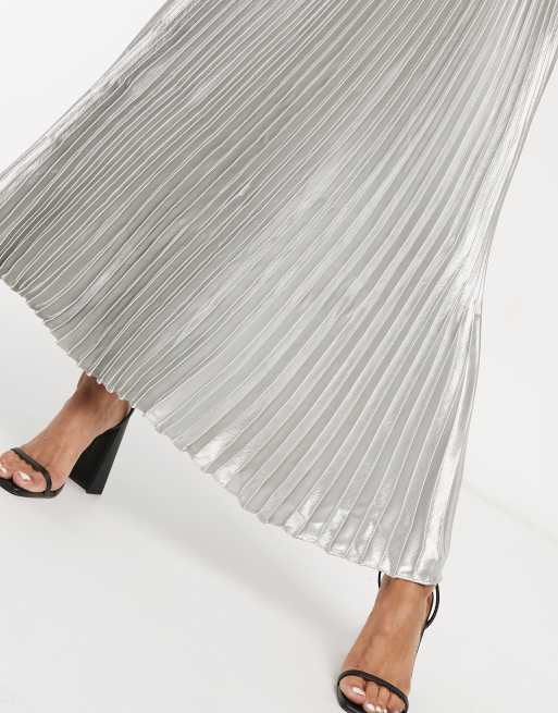 Asos silver pleated discount skirt