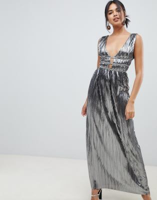 silver plisse dress