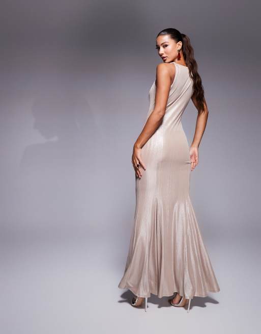 slim fit dress slacks Shimmer Spell Maxi Dress Pink/Gold / M