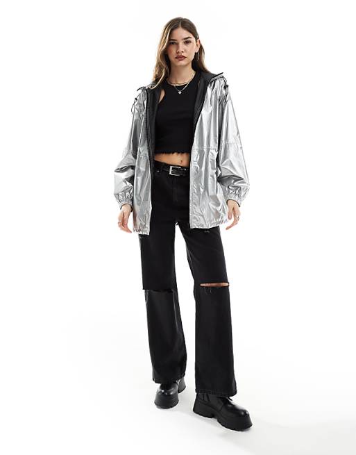 ASOS DESIGN metallic rain bomber jacket in silver | ASOS ASOS DESIGN metallic rain bomber jacket in silver | ASOS