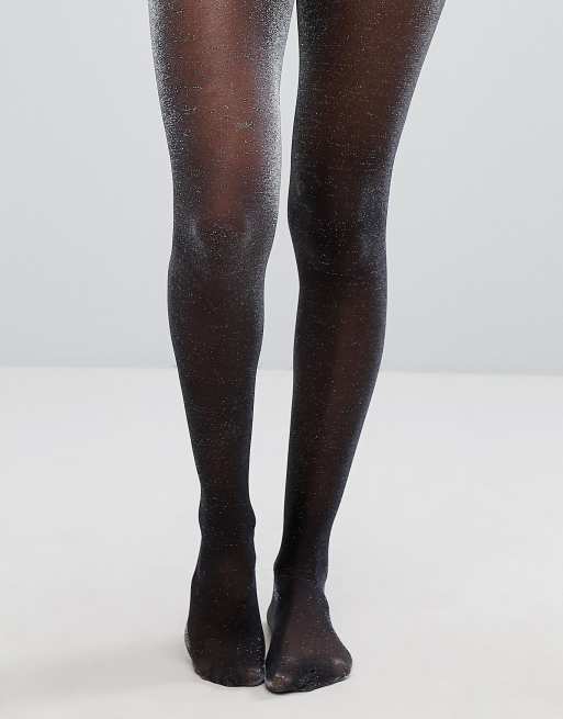 ASOS DESIGN metallic sheer tights in silver