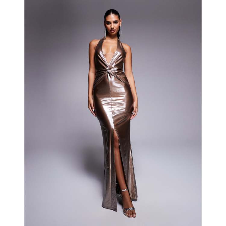 cute formal dresses near me Georgiana Nude Embellished Maxi Dress – Frock and Frill main image 1