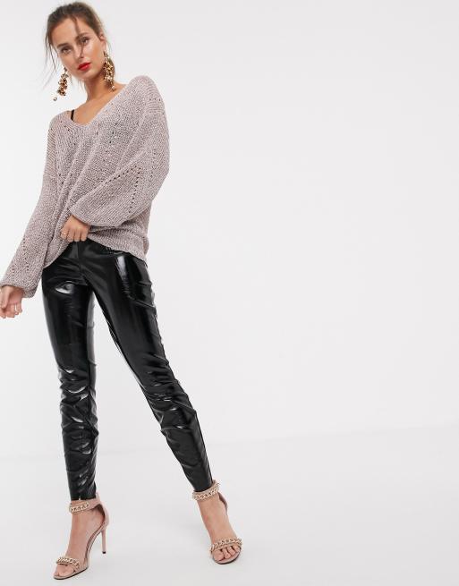 Metallic v neck clearance sweater