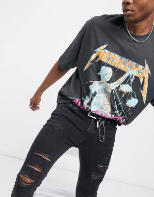 ASOS Metallica Oversized Band T-Shirt With Fluro Logo Print