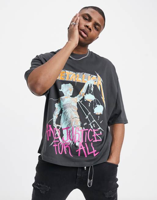 Topman oversized fit t-shirt with front and back Metallica tour