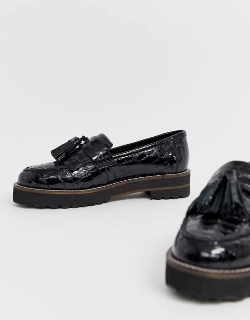 ASOS DESIGN – Meze – Klobige Loafer aus Leder mit Fransendetail in Schwarz, 2 von 4