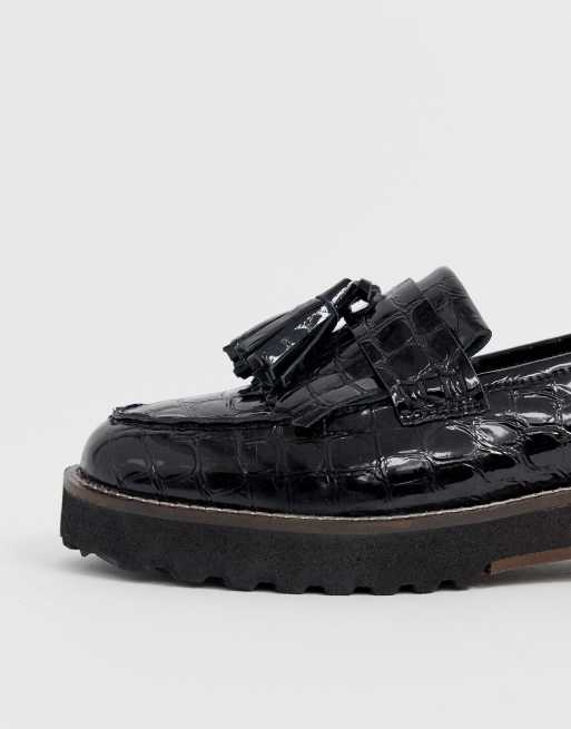 ASOS DESIGN – Meze – Klobige Loafer aus Leder mit Fransendetail in Schwarz, 4 von 4