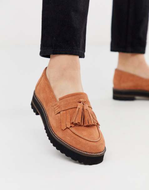 ASOS DESIGN - Meze - Mocassins épais en daim à franges - Fauve