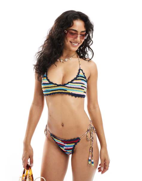 ASOS DESIGN - Mia - Multifarvet og hæklet bikini - view 1