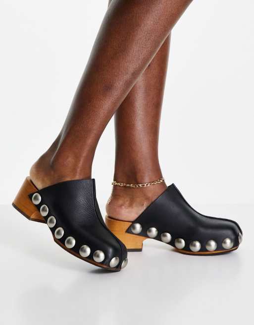 ASOS DESIGN - Mia - Sorte mule-sandaler i premium-læder