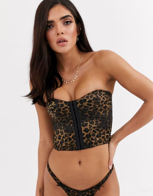 Leopard print satin bustier top by UK Glamorous at Three Fates – Three  Fates Shop