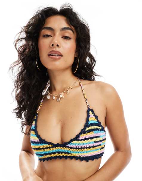 ASOS DESIGN - Mia - Top bikini all'uncinetto multicolore - view 1