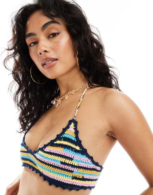 ASOS DESIGN - Mia - Top bikini all'uncinetto multicolore, 3 di 4