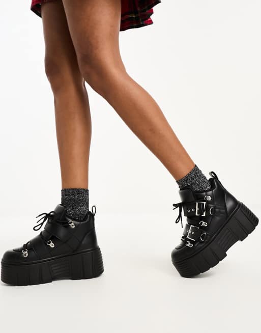 ASOS DESIGN – Miami – Svarta grova skor med flera remmar