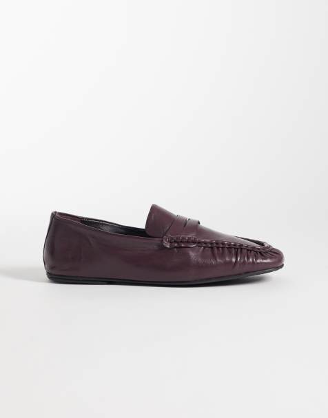 ASOS DESIGN – Micha – Hochwertige, weiche Loafer aus Leder in Burgunderrot - view 1