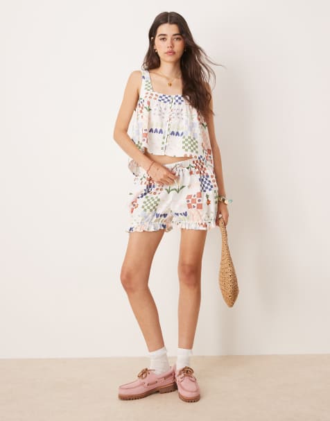 ASOS DESIGN micro bloomer shorts in tile print - view 1