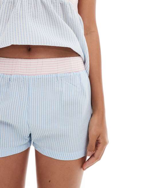 ASOS DESIGN micro boxer short in contrast stripe co ord