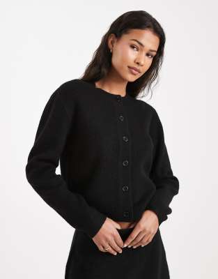 Asos Design Micro Cardigan In Black