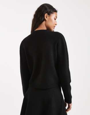 Asos Design Micro Cardigan In Black