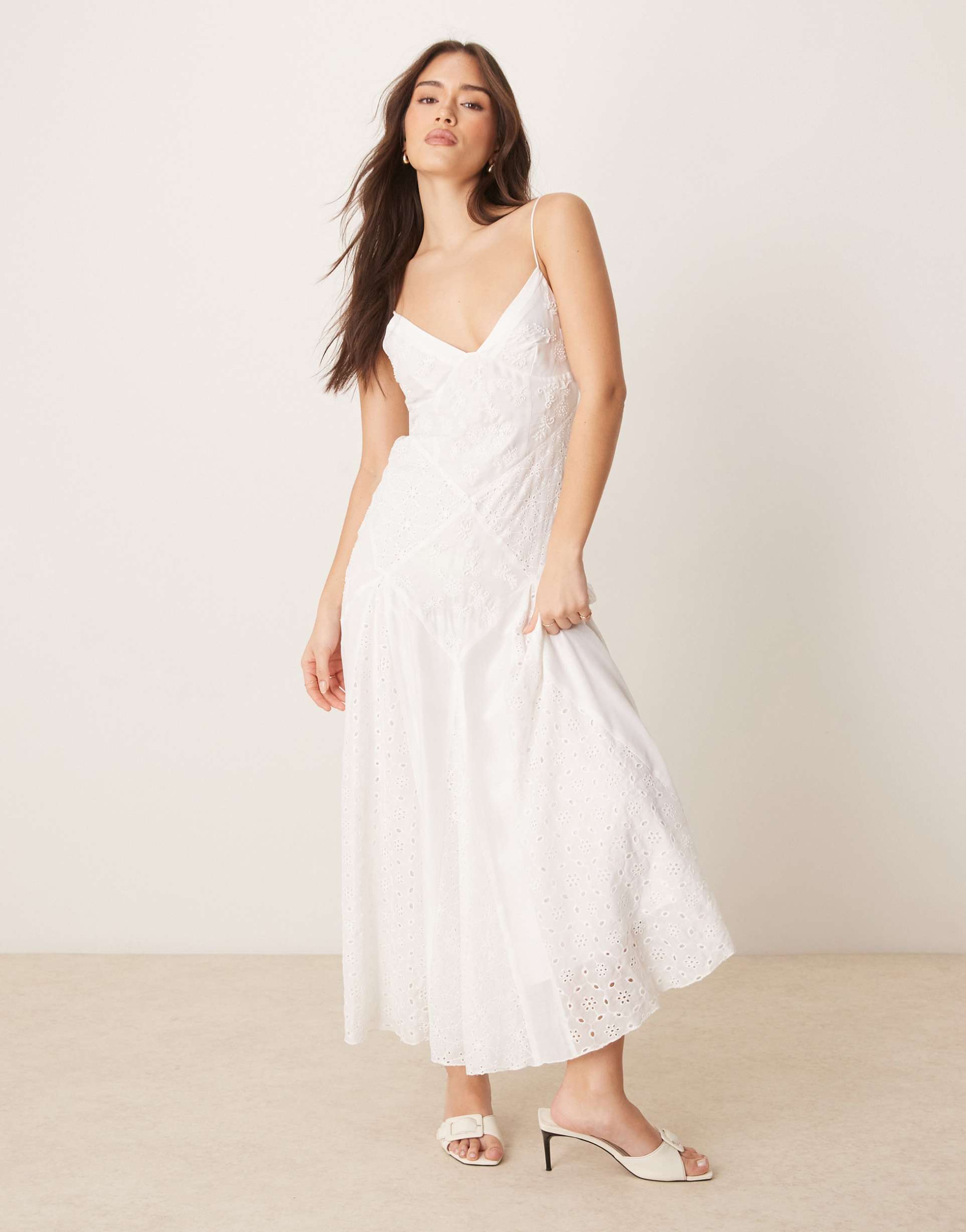 asos design micro embellished cami maxi dress in white
