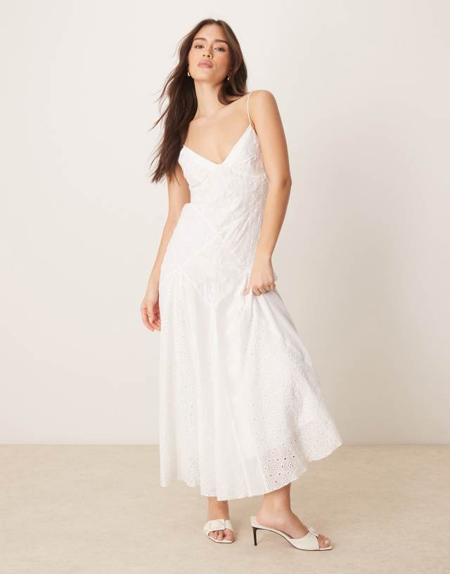 asos design cami maxi dress micro embellished in white Burgundy never looked this Size:US size 24W factory_AXELLE Floral applique Featuring a tiered design