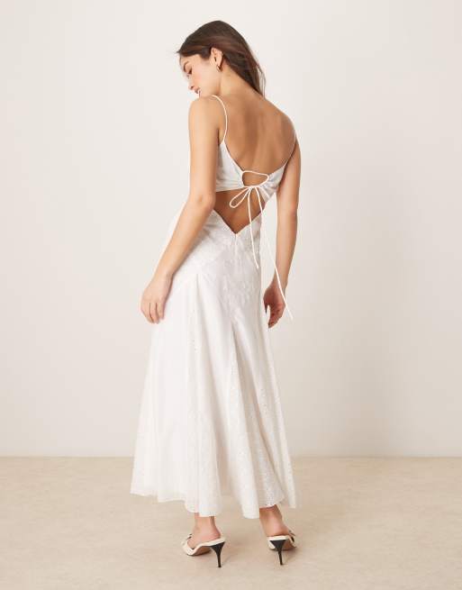 ASOS DESIGN micro embellished cami maxi dress in white