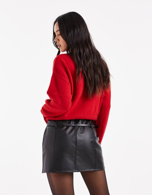 ASOS DESIGN - Micro mini rok van imitatieleer met riemdetail, 2 van 5