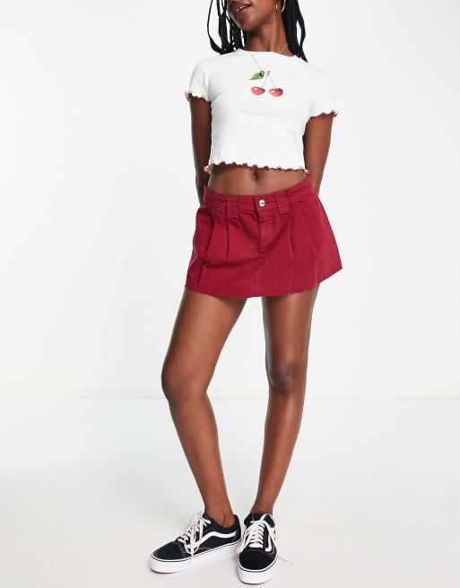 Topshop cherry 2025 red denim skirt