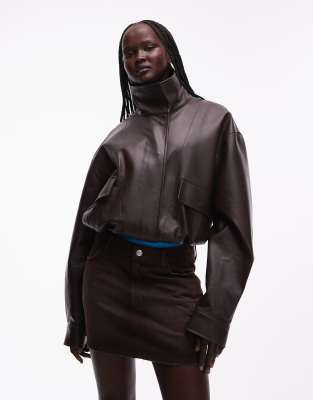 ASOS DESIGN micro mini skirt in choc denim-Brown