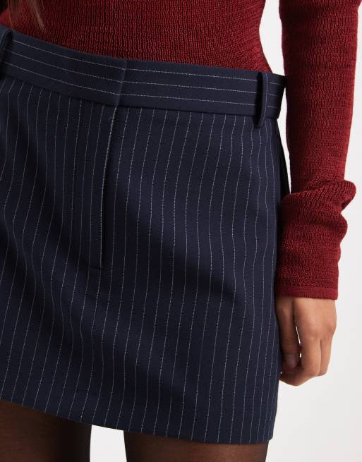 ASOS DESIGN micro mini skirt in navy pinstripe