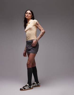 Asos Design Micro Mini Skort In Gray