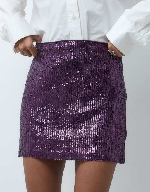 ASOS DESIGN Micro-Minirock mit Allover-Pailletten in Lila, 4 von 5
