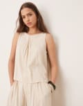 [ASOS DESIGN] ASOS DESIGN micro pleat halter top in buttermilk (part of a set)-White XS Buttermilk