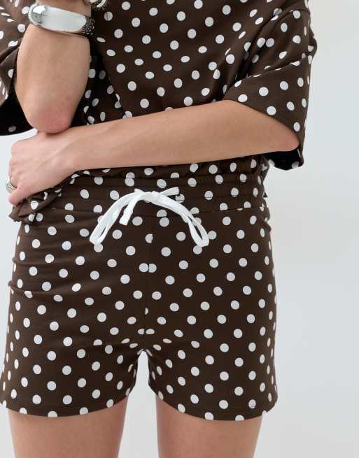 ASOS DESIGN - Micro short met stippen in chocoladebruin, deel van co-ord set, 3 van 5