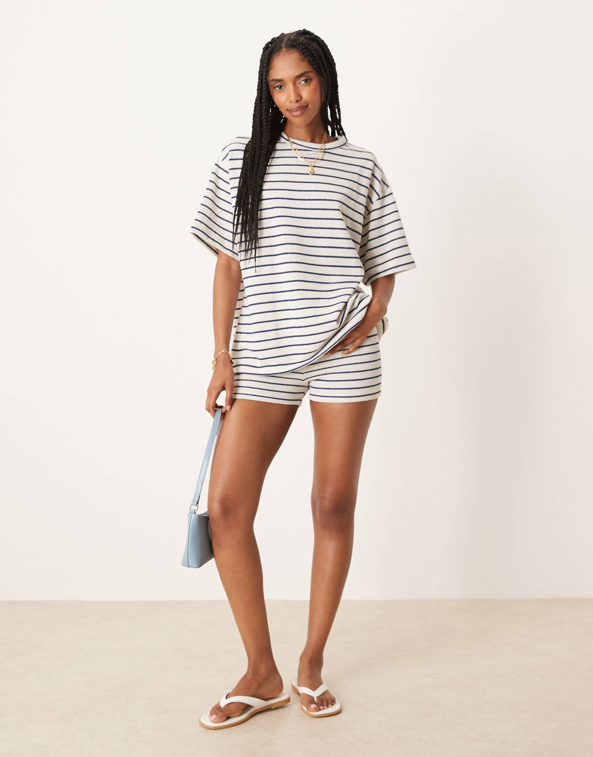 asos design micro shorts in knit mono stripe - part of a set