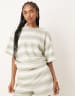 ASOS DESIGN oversized t-shirt in knit sage stripes - part of a set