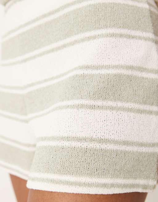 ASOS DESIGN micro shorts in knit sage stripe (part of a set)