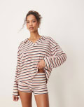 [ASOS DESIGN] ASOS DESIGN micro shorts in pink stripe (part of a set)-Multi XS Pink Stripe