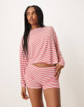 [ASOS DESIGN] ASOS DESIGN micro shorts in red and white stripe (part of a set)-Multi M MULTI