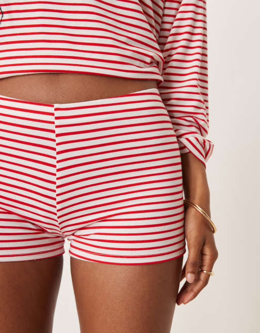 ASOS DESIGN micro shorts in red and white stripes - part of a set